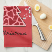 赤キリンのクリスマスツリー キッチンタオル (四つ折り)