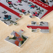 赤キルティングキルト引用文 ジグソーパズル (側面)