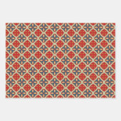 赤キルトパターンハッピーバースデー名前の追加3 ラッピングペーパーシート (正面3)