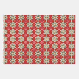 赤キルトパターンハッピーバースデー名前の追加3 ラッピングペーパーシート