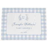 赤クラシカルフランスのちゃんブルー男の子シャワー抱き枕 ラージペーパーバッグ (正面)