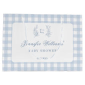 赤クラシカルフランスのちゃんブルー男の子シャワー抱き枕 ラージペーパーバッグ (裏面)