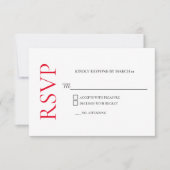 赤クラシカル白の結婚式RSVP応答の返信 出欠カード (正面)