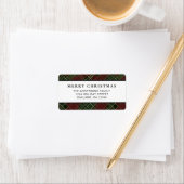 赤クラシックとミニマル緑の格子模様のクリスマス ラベル (インサイチュ)