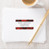 赤クラシックとミニマル緑の格子模様のクリスマス ラベル (インサイチュ)