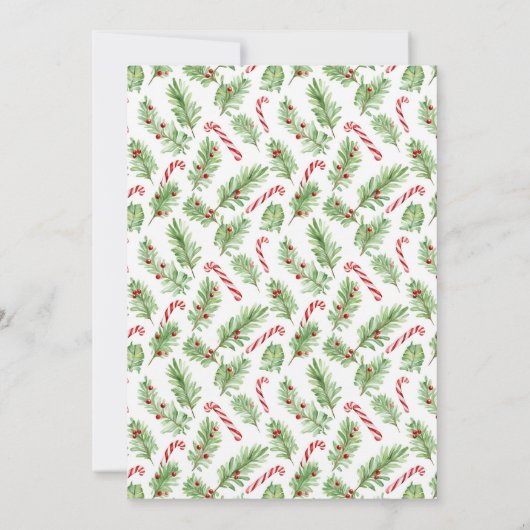 赤クラシックと緑のクリスマスオーナメント写真 シーズンカード (裏面)