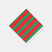 赤クラシックと緑のクリスマスストライプの スタンダードカクテルナプキン (角)