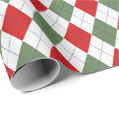 赤クラシックと緑のクリスマスダイヤアーガイルモンド ラッピングペーパー (ロールコーナー)