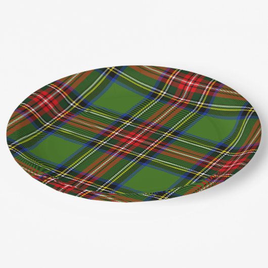 赤クラシックと緑のクリスマスプレド ペーパープレート (アングル)