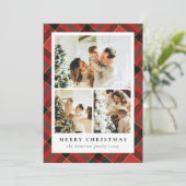 赤クラシックと緑のコラージュと写真クリスマス シーズンカード (スタンド正面)