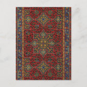 赤クラシックと青、ペルシャじゅうたん模様 ポストカード (正面)