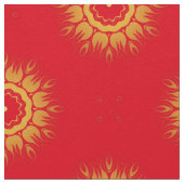 赤クラシックと黄色の装飾模様 ファブリック (クローズアップ)