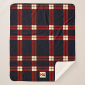 赤クラシックと黒とクリームのプライドのモノグラム シェルパブランケット (正面)