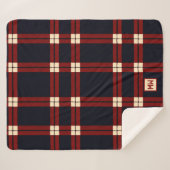 赤クラシックと黒とクリームのプライドのモノグラム シェルパブランケット (正面(横))