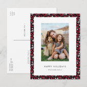 赤クラシックと黒のクリスマスパターン写真 ポストカード (正面/裏面)