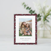 赤クラシックと黒のクリスマスパターン写真 ポストカード (スタンド正面)