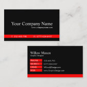 赤クラシックと黒のプロフェッショナル – 名刺 (正面/裏面)