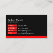 赤クラシックと黒のプロフェッショナル – 名刺 (裏面)