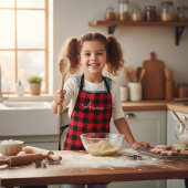 赤クラシックと黒の格子柄バッファロータータンチェックパターン エプロン