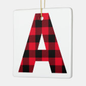 赤クラシックと黒の水牛のプレイドモノグラムA セラミックオーナメント (左)