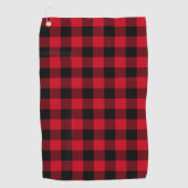 赤クラシックと黒の水牛の格子柄 ゴルフタオル (正面)