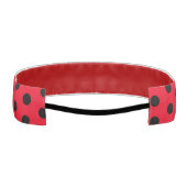 赤クラシックと黒の水玉模様パターン アスレチックヘッドバンド (裏面)
