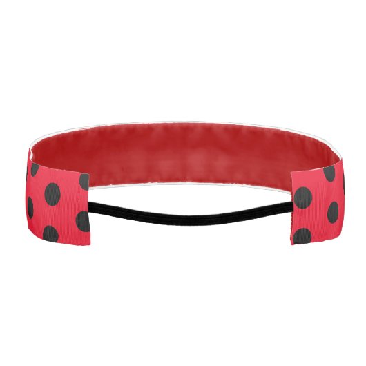 赤クラシックと黒の水玉模様パターン アスレチックヘッドバンド (裏面)