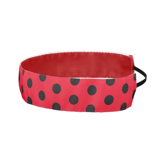 赤クラシックと黒の水玉模様パターン アスレチックヘッドバンド (右)