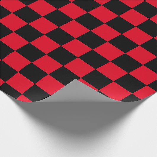 赤クラシックと黒市松模様にの市松模様に() ラッピングペーパー (角)