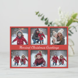 赤クラシックの6写真クリスマス挨拶 | 家族 シーズンカード