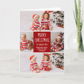 赤クラシッククリスマスファミリーフォトコラージュ折り シーズンカード (正面)