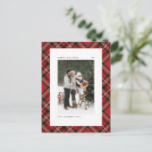 赤クラシックタータンチェック格子模様 シーズンポストカード (スタンド正面)