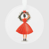 赤クラシックドレスのクリスマス美しい オーナメント (裏面)