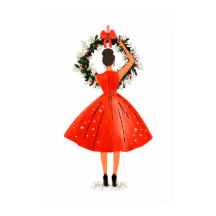 赤クラシックドレスのクリスマス美しい