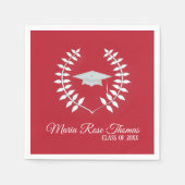 赤クラシックパーソナライズされた卒業 スタンダードカクテルナプキン (正面)