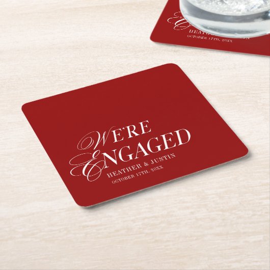 赤クラシックフォーマルエレガントい婚約したよ スクエアペーパーコースター (アングル)