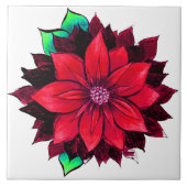 赤クラシックポインセチアデザイン タイル (正面)