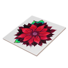 赤クラシックポインセチアデザイン タイル