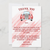 赤クラシックレトロ車ヴィンテージ水色 サンキューカード (正面)