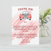 赤クラシックレトロ車ヴィンテージ水色 サンキューカード (スタンド正面)