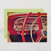 赤クラシックヴィンテージ車ダッシュボード詳細 ポストカード (正面/裏面)