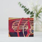 赤クラシックヴィンテージ車ダッシュボード詳細 ポストカード (スタンド正面)