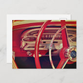 赤クラシックヴィンテージ車ダッシュボード詳細 ポストカード (正面/裏面)
