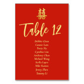 赤クラシック中国のの結婚座席表 テーブルナンバー (正面)