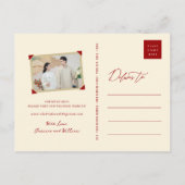 赤クラシック四角ダブル幸せ中国の写真 案内ポストカード (裏面)