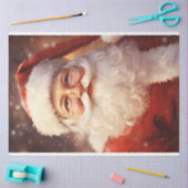 赤クラシック帽子で微笑むサンタクロース 薄葉紙 (クラフト)