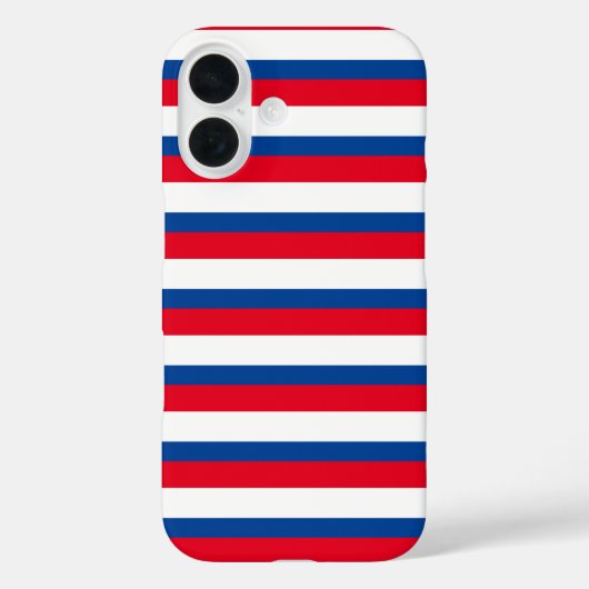 赤クラシック白と青ストライプの Case-Mate iPhoneケース (裏面)
