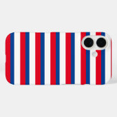 赤クラシック白と青ストライプの Case-Mate iPhoneケース (裏面 (横))