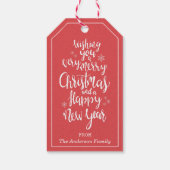 赤クラシック白メリークリスマスハッピー新年 ギフトタグ (裏面)