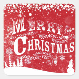 赤クラシック白メリークリスマス スクエアシール
